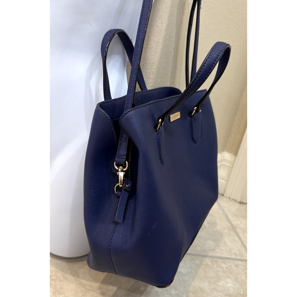 Kate Spade Evangelie Laurel Way Sapphire Blue Saffiano Leather Purse Tote *See - Picture 5 of 16